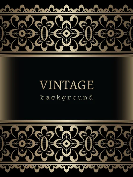 Vintage gold border lace frame — Stock Vector