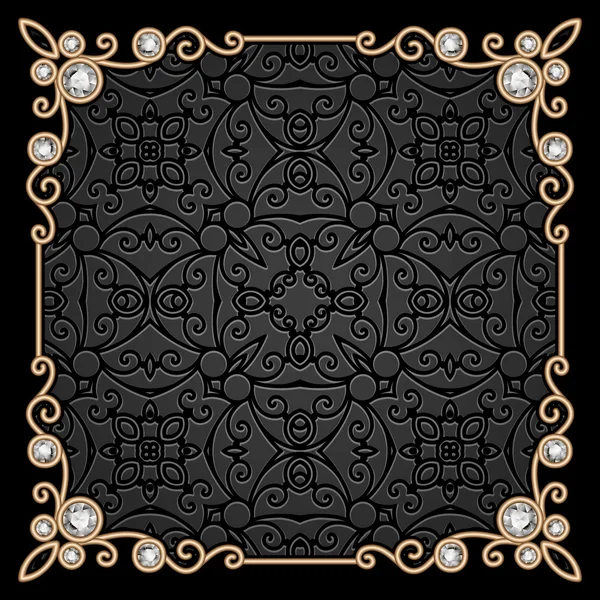 Square gold jewelry frame — Stock Vector