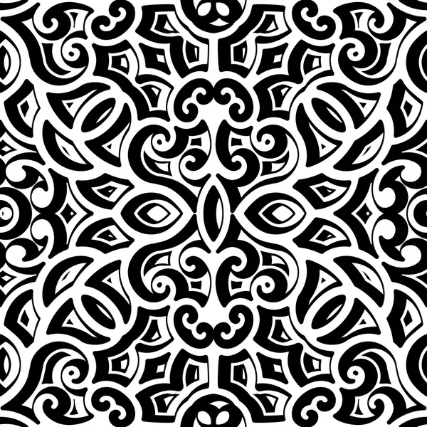 Patrón rizado blanco y negro — Vector de stock