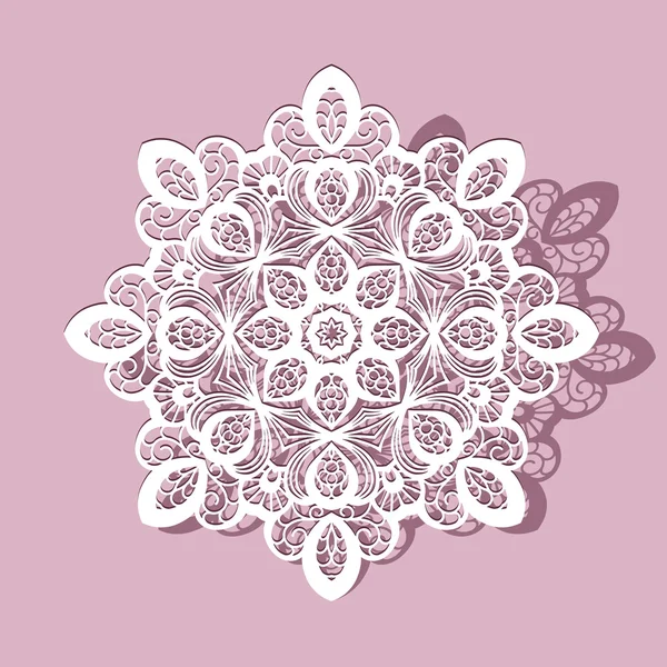 Paper lace doily, round ornament — Stock Vector