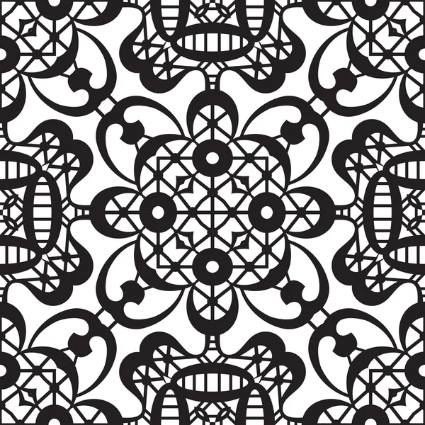 Texture dentelle noire et blanche, motif sans couture — Image vectorielle