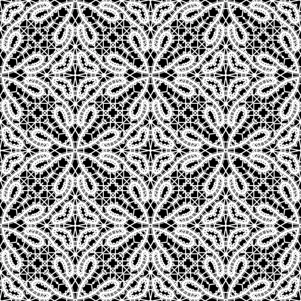 Black and white lace texture, seamless pattern — Stock Vector