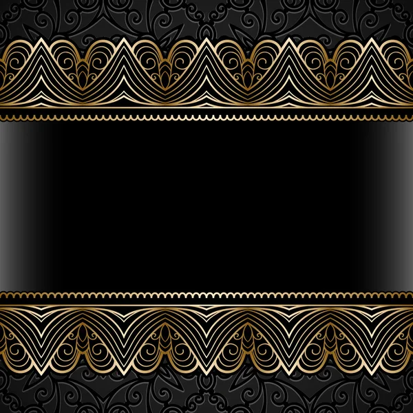 Vintage gold frame with lace borders — Stock Vector