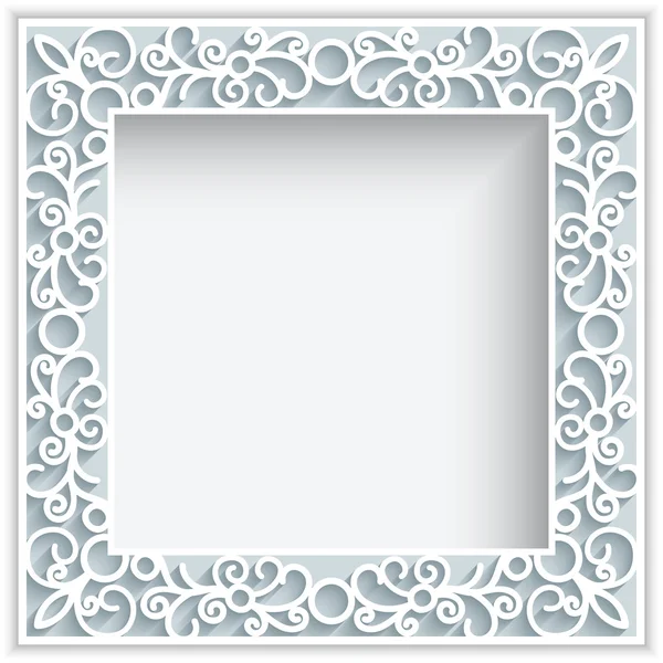 Cadre carré en dentelle de papier — Image vectorielle