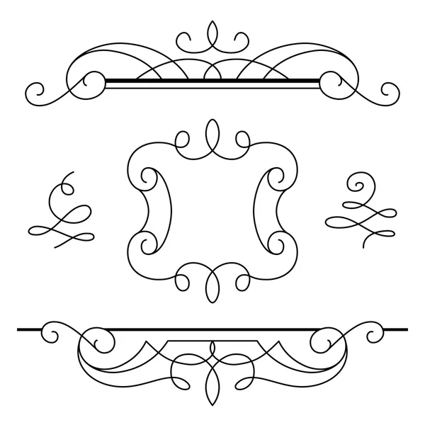 Scroll-Elemente, eine Reihe kalligrafischer Vignetten — Stockvektor