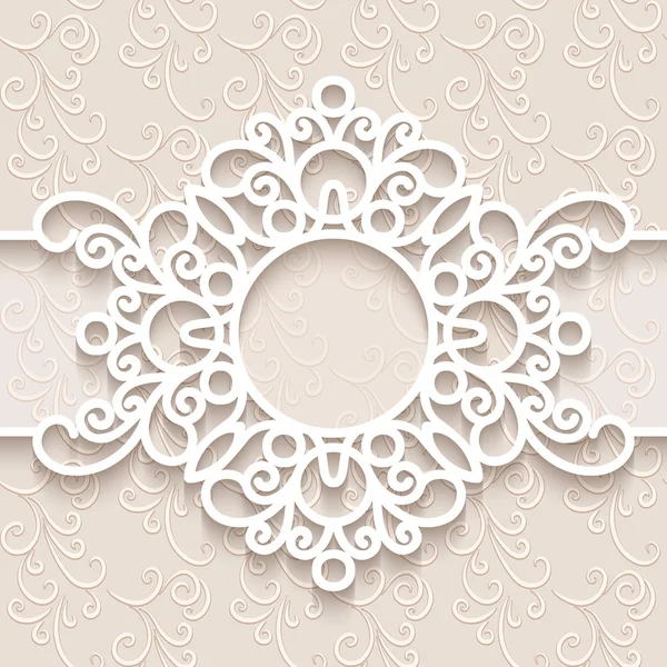 Round paper lace frame — Stock Vector