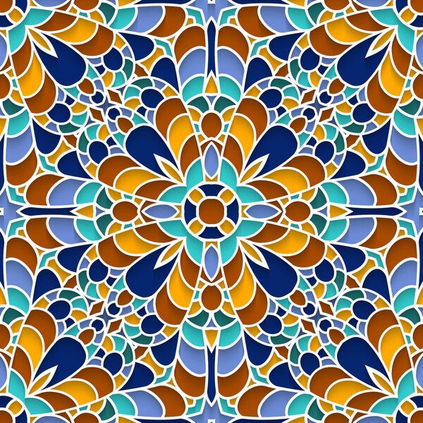 Majolica tile, mosaic seamless pattern,