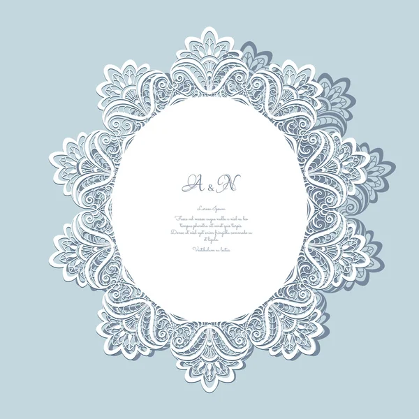 Lace doily, greeting card or wedding invitation — Stock Vector