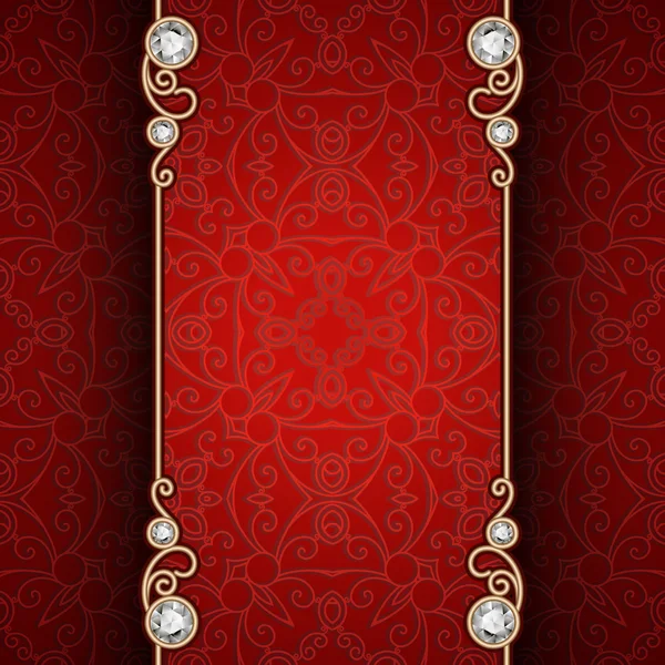 Oro vintage y fondo de joyería roja — Vector de stock