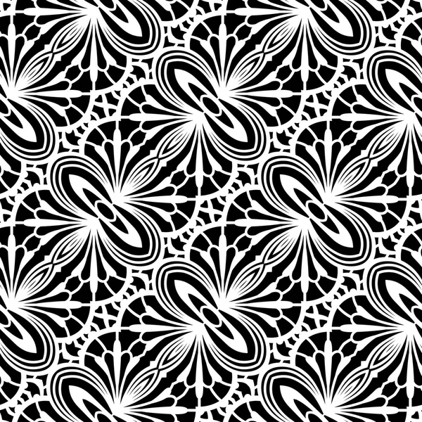 Černé a bílé krajkové textura, bezešvé pattern — Stockový vektor