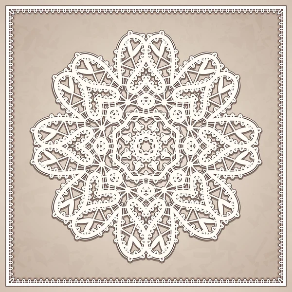 Vintage napperon dentelle, ornement rond au crochet — Image vectorielle