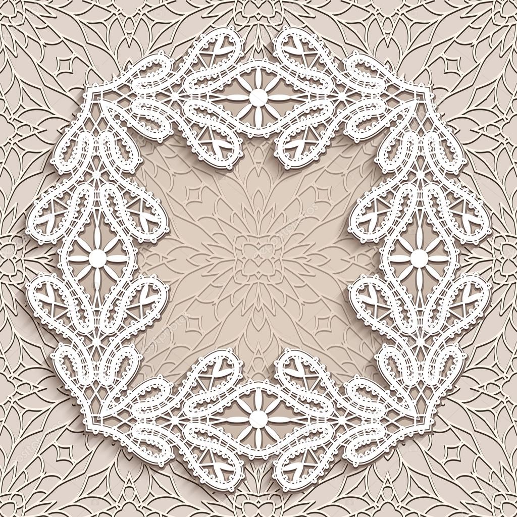 Vintage square lace frame in retro style 