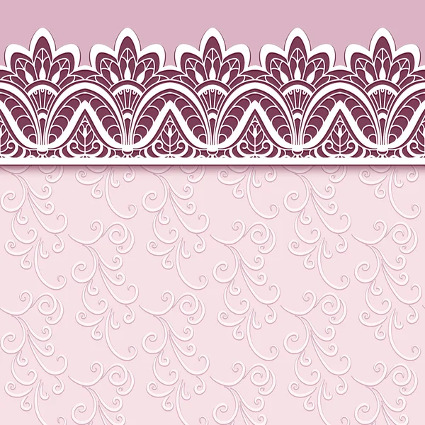 Greeting card with border lace ornament — Stock Vector