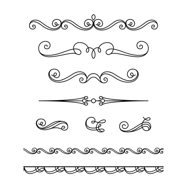 Set of calligraphic vignettes and flourishes — Stock Vector