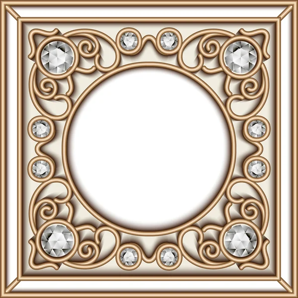 Marco de círculo de joyería oro — Vector de stock