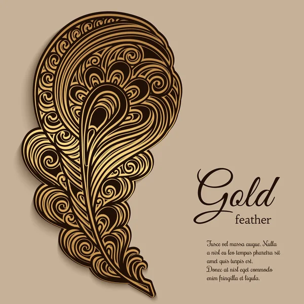 Gouden peacock feather — Stockvector