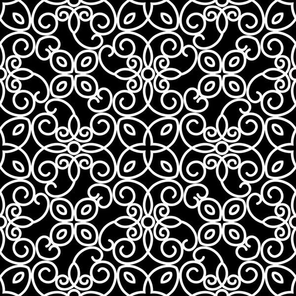 Black and white lace ornament, seamless pattern — Stock Vector