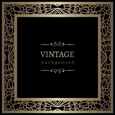 Kare altın dantel çerçeve siyah