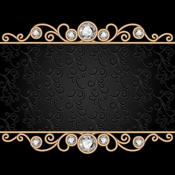 Zlaté šperky rám na černém pozadí — Stockový vektor