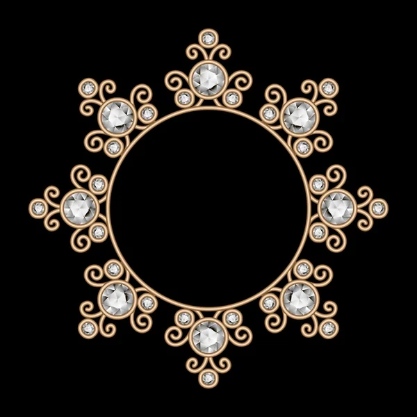 Schmuck Gold Kreis Rahmen — Stockvektor