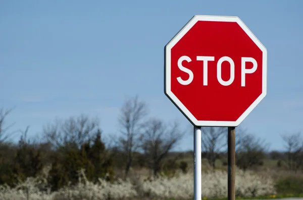 Stop roadsign with nature background — Stock Photo, Image