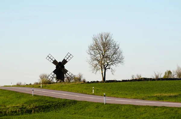Paisaje con un molino de viento — Foto de Stock