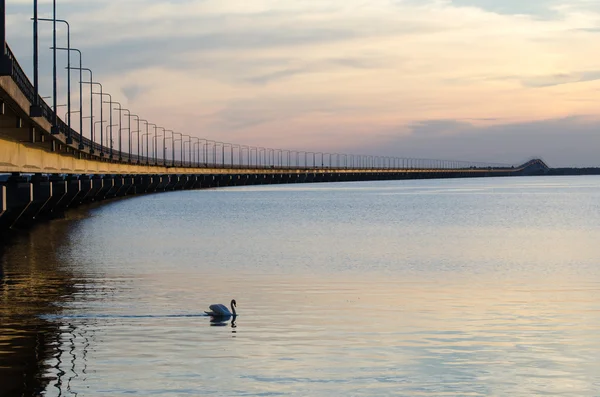 Calm evening by the bridge — Stock Photo, Image