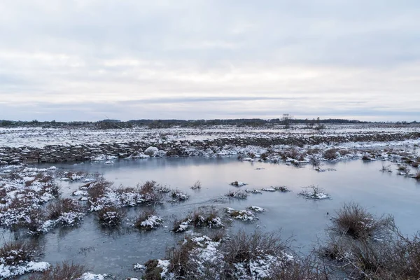 Översvämmat Kargt Alvarslandskap Vintersäsongen — Stockfoto