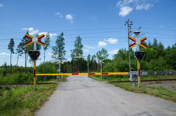 Closed railroad crossing — Stock Photo, Image