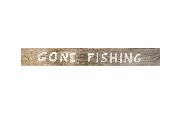 Ido pescar sinal de madeira — Fotografia de Stock