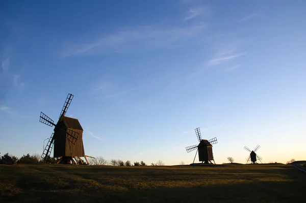 Old windmills in a row — Stock Photo, Image