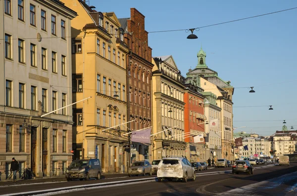 Tráfego matinal em Stockholm, Suecia — Fotografia de Stock