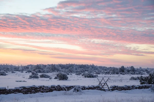 Alba in un paesaggio invernale — Foto Stock