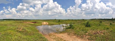 yeşil alan ve bulutlar panoramik manzara