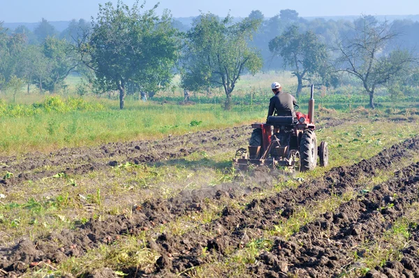 Homens em traktor — Fotografia de Stock