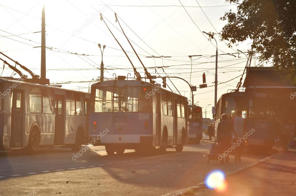 trolley bus in the city