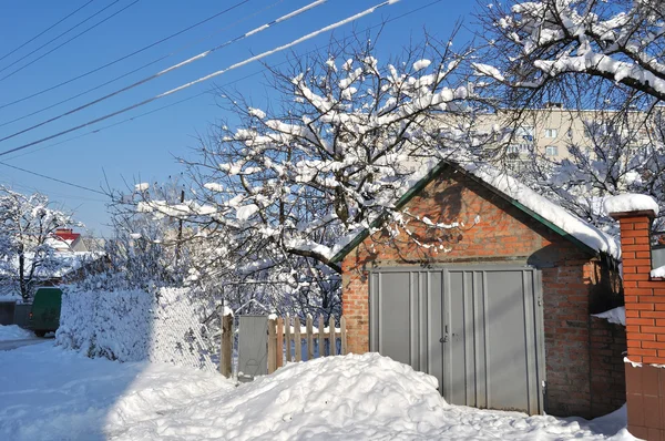 Větve stromů pokryté sněhem — Stock fotografie