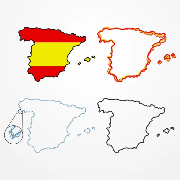 Conjunto silueta España — Vector de stock
