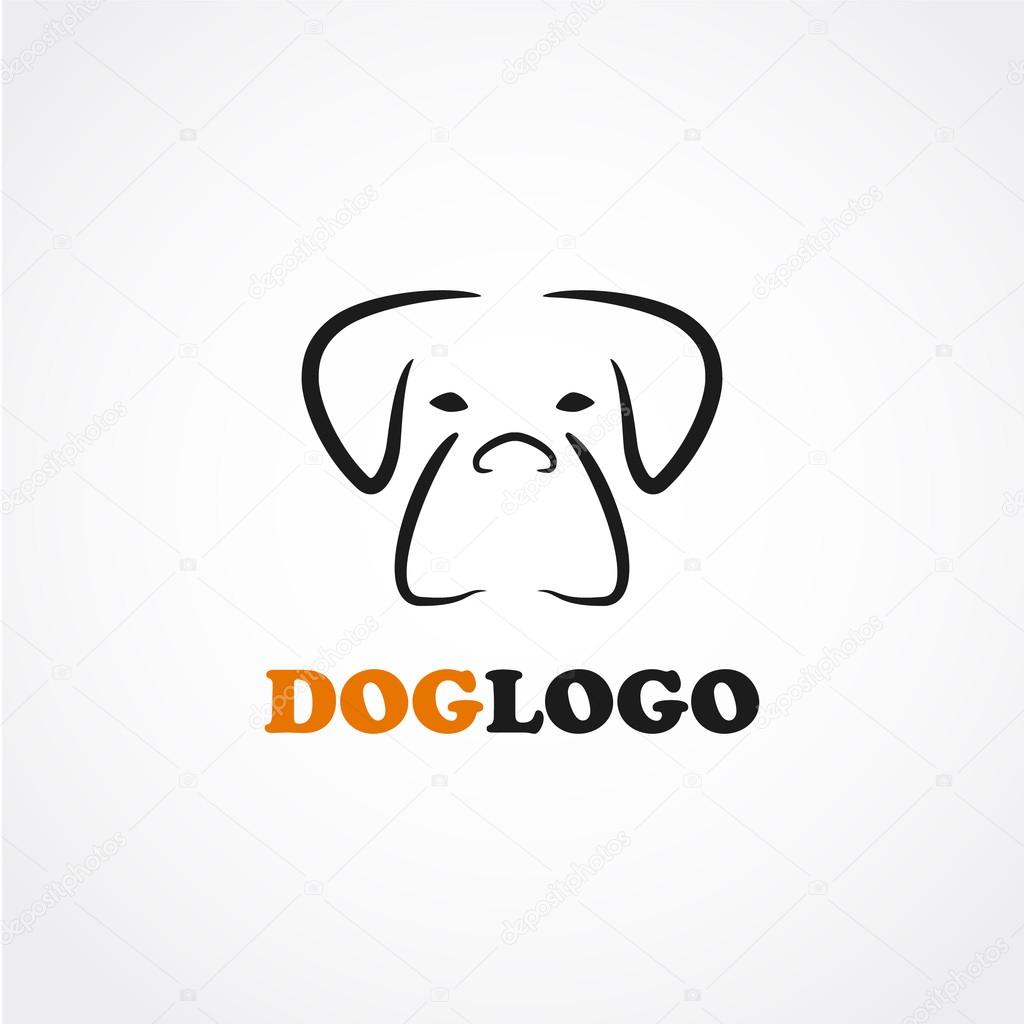 Abstract dog logotype, silhouette line style, dog shop or clinic logo, dog stock vector image