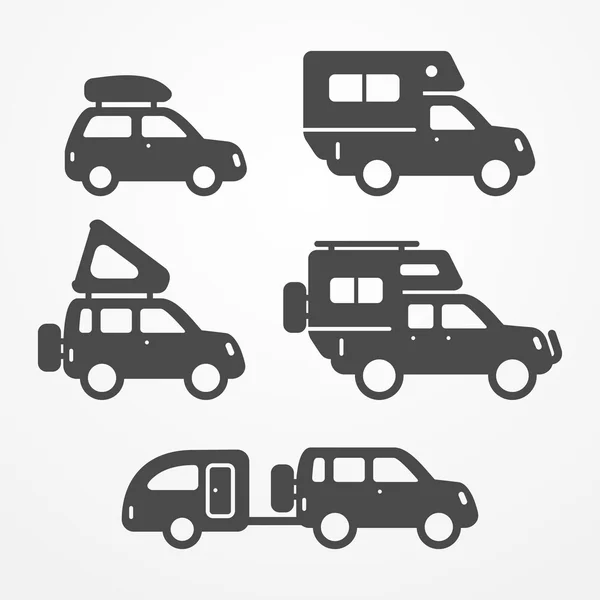 Camping coche conjunto — Vector de stock