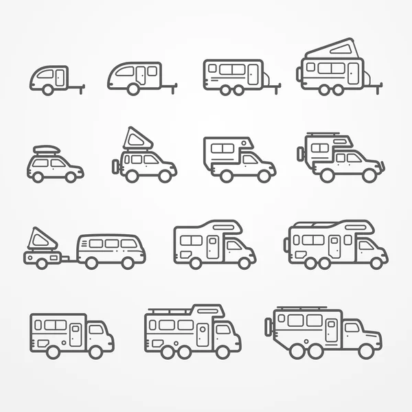 Camper icono conjunto — Archivo Imágenes Vectoriales