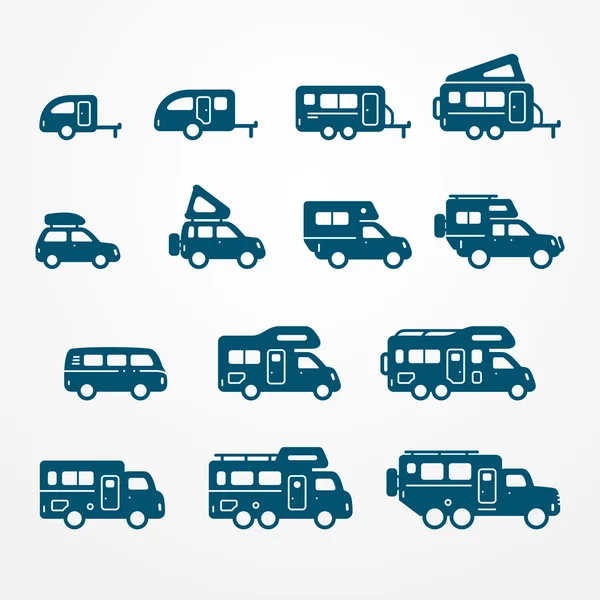 Camper icono conjunto — Archivo Imágenes Vectoriales