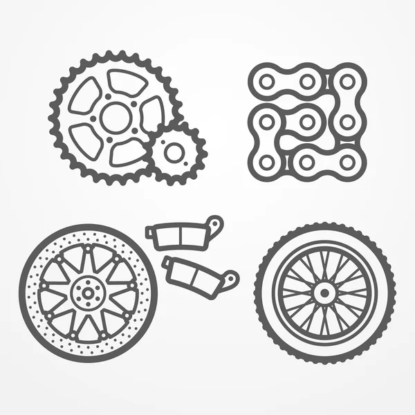 Iconos de piezas de motocicleta Gráficos Vectoriales