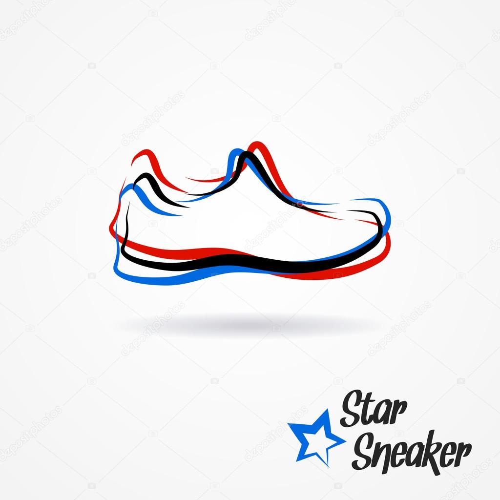 Hand drawn sketchy logo with stylized shoe and star