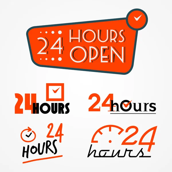 Conjunto de etiquetas de 24 horas — Vector de stock