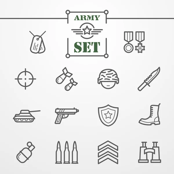 Icone dell'esercito impostate — Vettoriale Stock