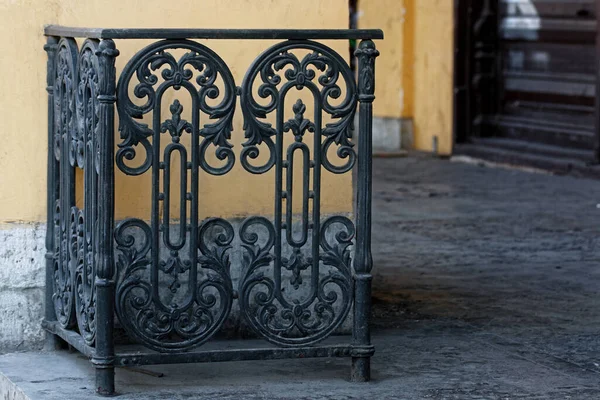 Decorative Cast Iron Fence Installed Street City Petersburg — Stock Photo, Image