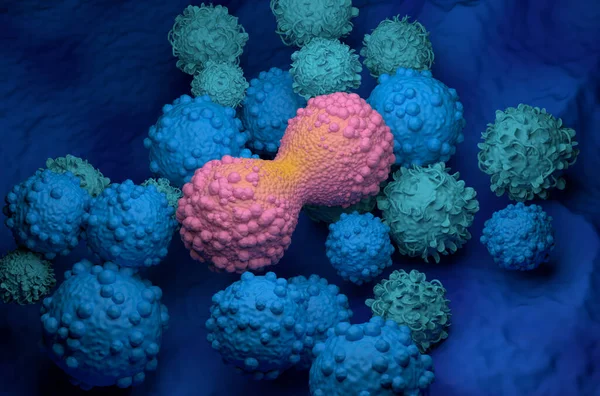 Göğüs Kanseri Hücre Izometrik Görüntüsünün Boyutlu Olarak Bölünmesi — Stok fotoğraf