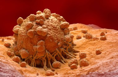 Melanoma hücresi bir tür cilt kanseri yakın çekim 3D illüstrasyon