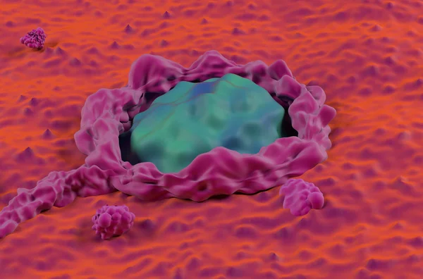 结肠癌表面超大肠癌特写镜头3D图例 — 图库照片